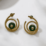 Load image into Gallery viewer, Emerald Spiral Statement Earrings