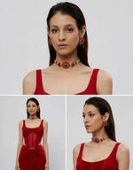 Load image into Gallery viewer, Aquamarine Floral Choker Necklace Set