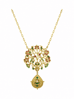 Load image into Gallery viewer, Aquamarine Floral Heritage Pendant Necklace