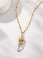 Load image into Gallery viewer, Aquamarine Crystal Horn Pendant Necklace