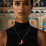 Load image into Gallery viewer, Crimson Curve Pendant Necklace β Elegant Handcrafted Necklaces