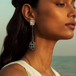 Load image into Gallery viewer, Midnight Rhapsody Floral Long Earring β Elegant Handcrafted Earrings