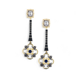 Load image into Gallery viewer, Midnight Rhapsody Floral Long Earring β Elegant Handcrafted Earrings
