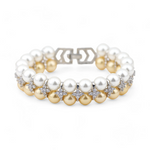 Load image into Gallery viewer, Golden Sands and Pearl Waves Bracelet β Elegant Handcrafted Bracelets