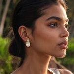 Load image into Gallery viewer, Golden Geometry Pearl Drop Earring β Elegant Handcrafted Earrings