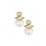 Load image into Gallery viewer, Golden Geometry Pearl Drop Earring β Elegant Handcrafted Earrings