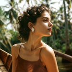 Load image into Gallery viewer, Mirror Lotus Pearl Drop Earrings β Elegant Handcrafted Earrings