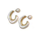 Load image into Gallery viewer, Whimsical Wave Pearl Hoop Earrings β Elegant Handcrafted Earrings