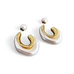 Load image into Gallery viewer, Whimsical Wave Pearl Hoop Earrings β Elegant Handcrafted Earrings