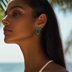 Load image into Gallery viewer, Green Onyx Long Dublet Earring β Elegant Handcrafted Earrings