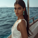 Load image into Gallery viewer, Emerald Cut Cascade Long Earring β Elegant Handcrafted Earrings