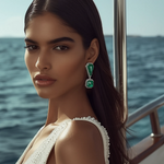 Load image into Gallery viewer, Emerald Cut Cascade Long Earring β Elegant Handcrafted Earrings