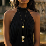 Load image into Gallery viewer, The Pearl Cascade long necklace β Elegant Handcrafted Necklaces