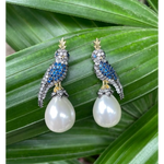 Load image into Gallery viewer, Bird of Paradise Pearl Drop Earrring β Elegant Handcrafted Earrings