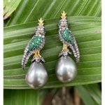 Load image into Gallery viewer, Bird of Paradise Pearl Drop Earrring β Elegant Handcrafted Earrings