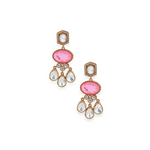Load image into Gallery viewer, Pink Quartz Stone Kundan Earring β Elegant Handcrafted Earrings