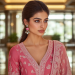 Load image into Gallery viewer, Pink Quartz Stone Kundan Earring β Elegant Handcrafted Earrings