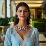 Load image into Gallery viewer, Elegant Saphire Quartz Necklace Set β Elegant Handcrafted Necklaces