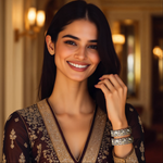 Load image into Gallery viewer, Uncut Quartz Bridal Bangle Set β Elegant Handcrafted Bracelets