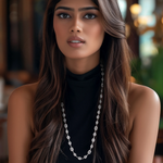 Load image into Gallery viewer, Celestial Cascade Long Silver Necklace β Elegant Handcrafted Necklaces