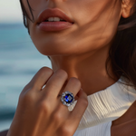 Load image into Gallery viewer, Sapphire Symphony Silver Ring β Elegant Handcrafted Rings