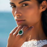 Load image into Gallery viewer, Emerald Radiance Silver Ring β Elegant Handcrafted Rings