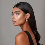 Load image into Gallery viewer, A woman showcasing silver earrings with a pearl blossom design.