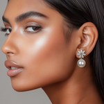 Load image into Gallery viewer, Pearl Blossom Silver Earrings β Elegant Handcrafted Earrings