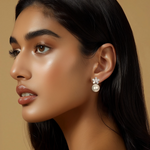 Load image into Gallery viewer, Petal and Pearl Drop Silver Earrings β Elegant Handcrafted Earrings