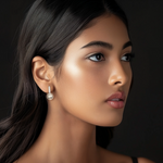 Load image into Gallery viewer, Pearl and Pave Embrace Silver Earrings β Elegant Handcrafted Earrings