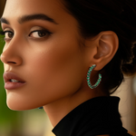 Load image into Gallery viewer, Green Eternity Silver Hoops β Elegant Handcrafted Earrings