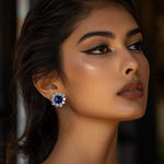 Load image into Gallery viewer, Cosmic Bloom Sapphire Silver Studs β Elegant Handcrafted Earrings