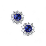 Load image into Gallery viewer, Cosmic Bloom Sapphire Silver Studs β Elegant Handcrafted Earrings