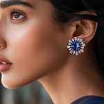 Load image into Gallery viewer, Sapphire Starburst Silver Earrings β Elegant Handcrafted Earrings