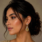Load image into Gallery viewer, Citrine Teardrop Statement Earrings with Crystal