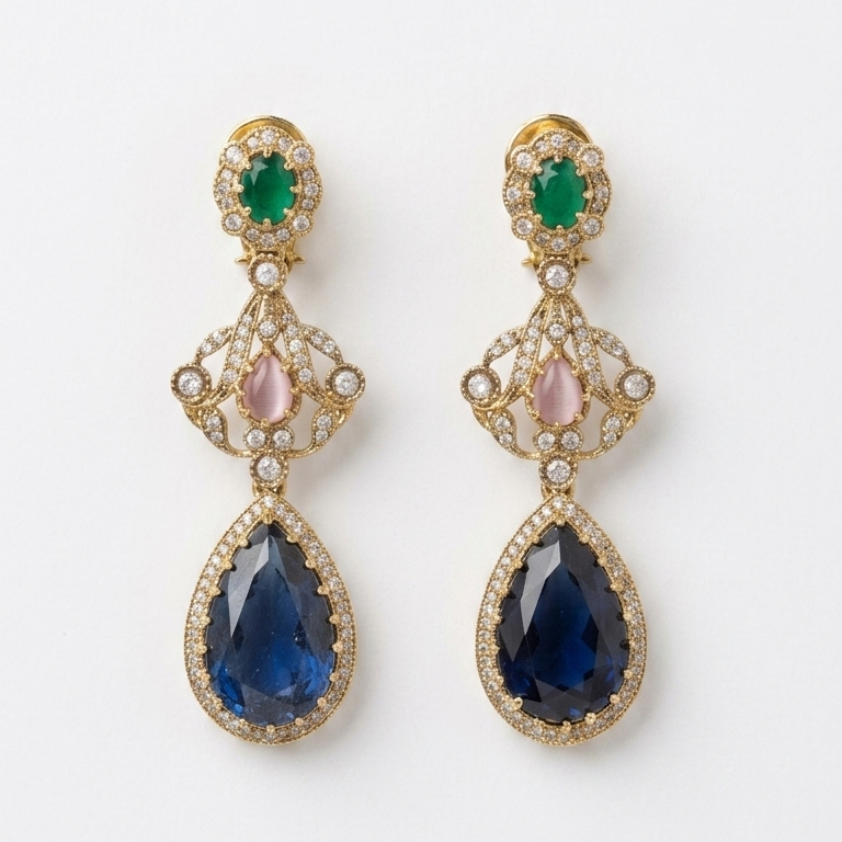 Aquamarine Sapphire Blue Drop Earrings