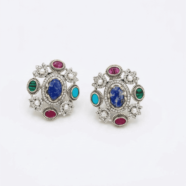 Vintage Multicolor Stud Earrings