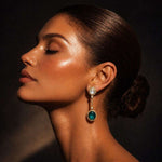 Load image into Gallery viewer, Emerald Crystal Drop Earrings