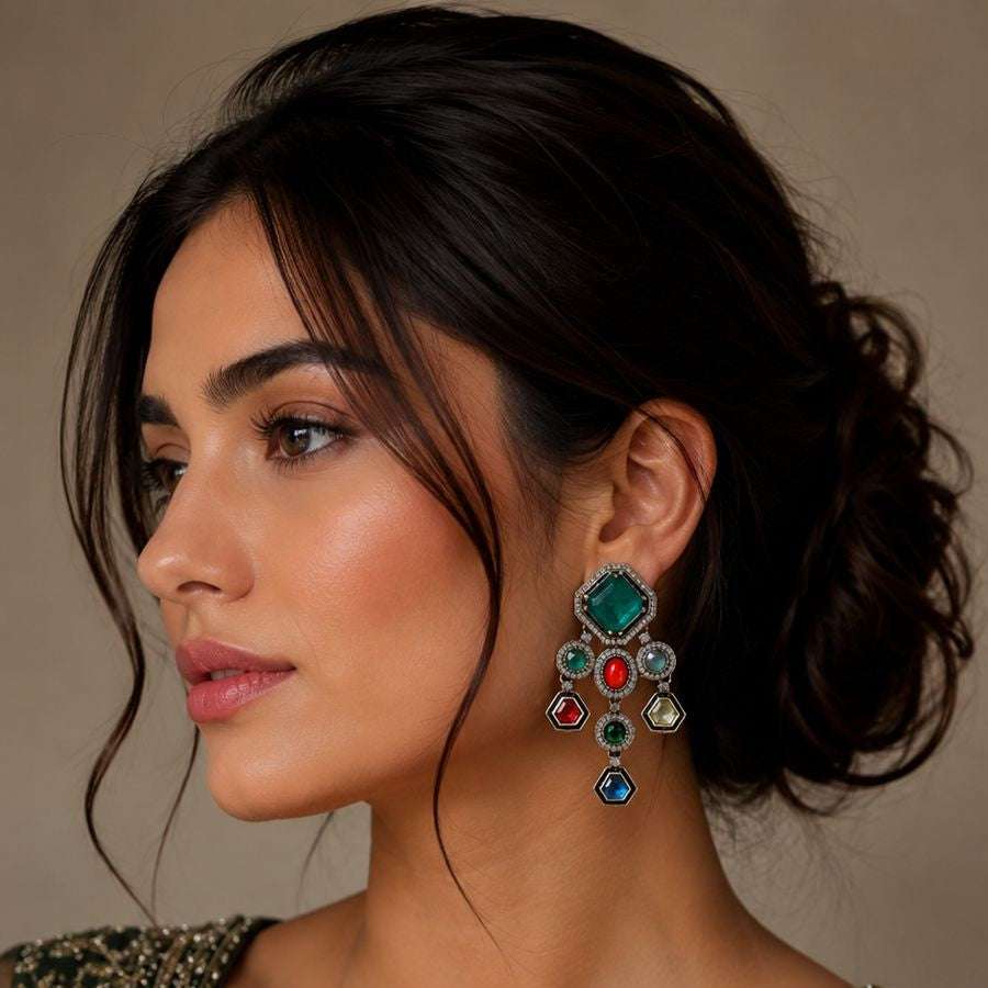 Geometric Gemstone Earrings