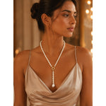 Load image into Gallery viewer, Pearl Lariat Drop Necklace
