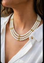 Load image into Gallery viewer, Three Layer Pearl Necklace