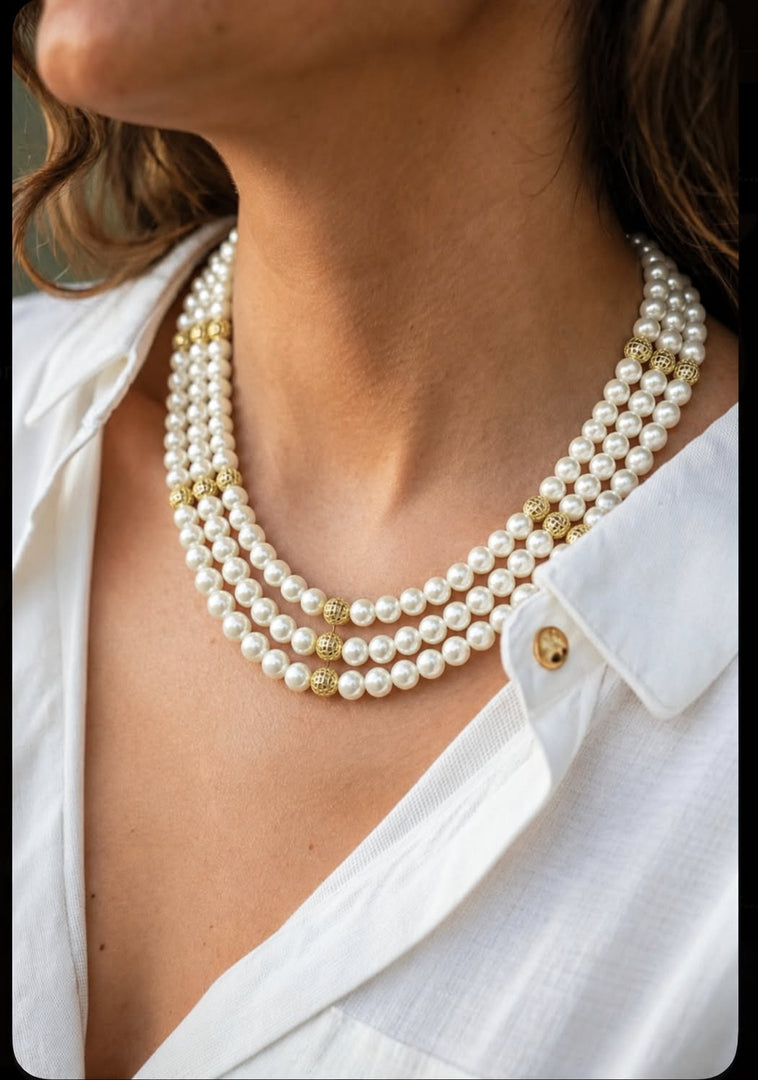 Three Layer Pearl Necklace