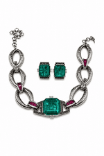 Load image into Gallery viewer, Aquamarine Emerald Crystal Statement Necklace Set