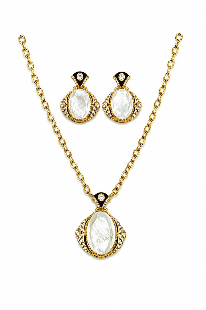 Aquamarine MOP Pendant Necklace Set