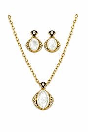 Aquamarine MOP Pendant Necklace Set