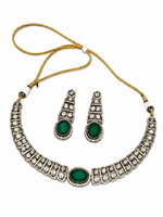 Load image into Gallery viewer, Aquamarine Emerald Victorian Necklace Set