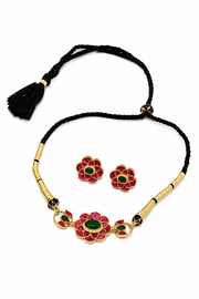 Aquamarine Floral Choker Necklace Set