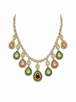Load image into Gallery viewer, Aquamarine Multicolor Kundan Statement Necklace