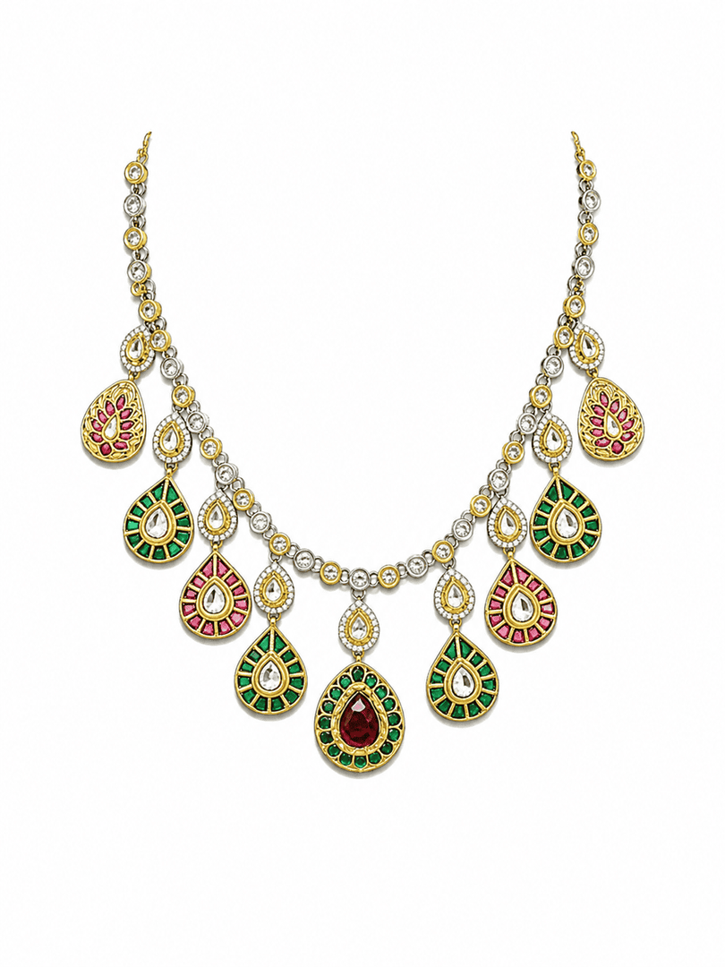Aquamarine Multicolor Kundan Statement Necklace