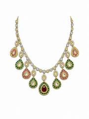 Aquamarine Multicolor Kundan Statement Necklace